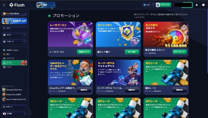 フラッシュカジノのボーナス画像