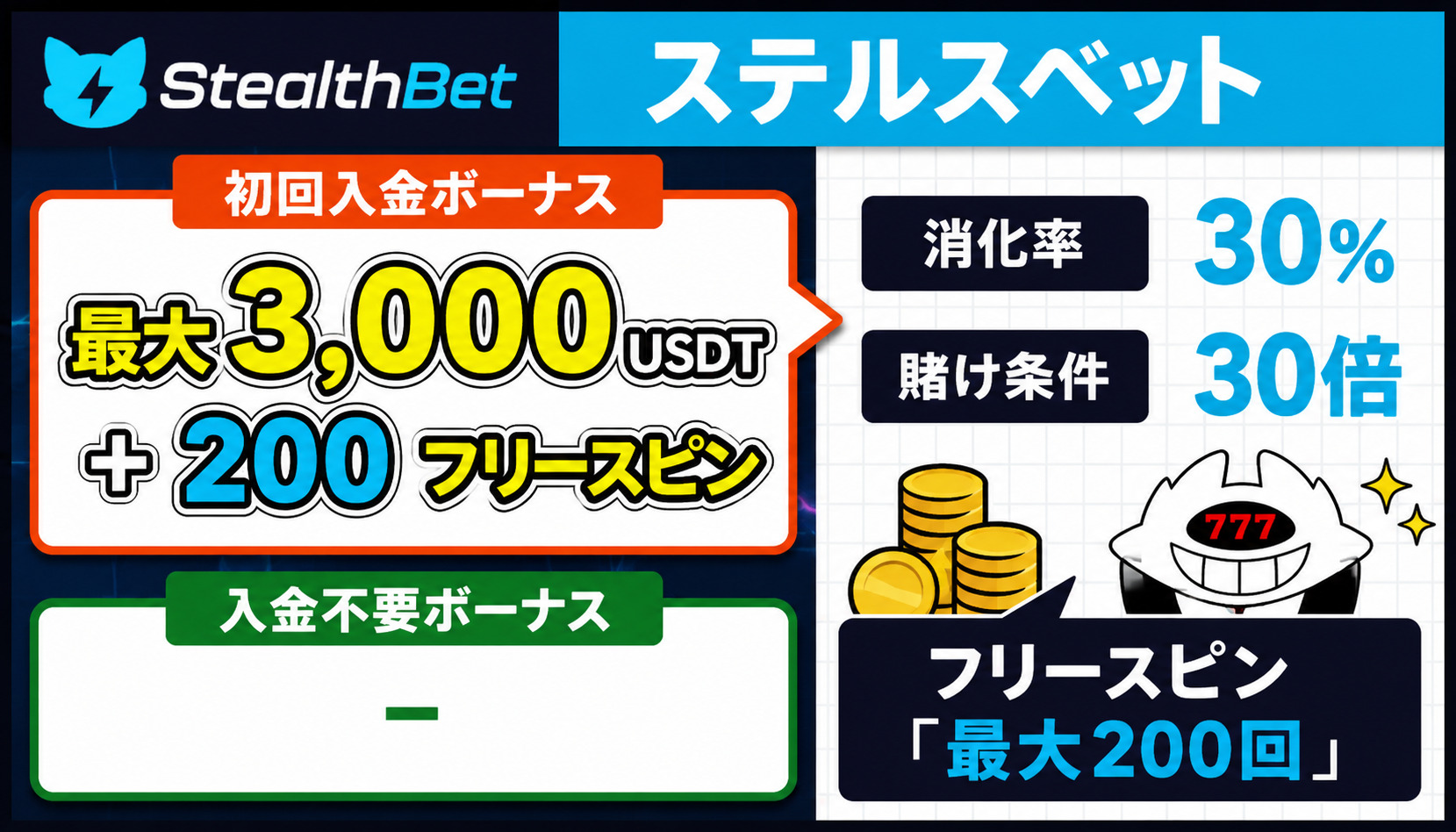 ステルスベット初回入金ボーナス